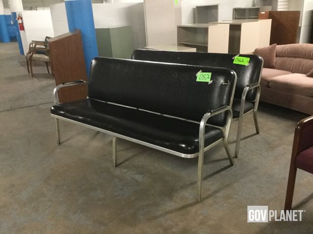Metal Black Pleather Office Sofa Bench Qty 2 Items W 052 In