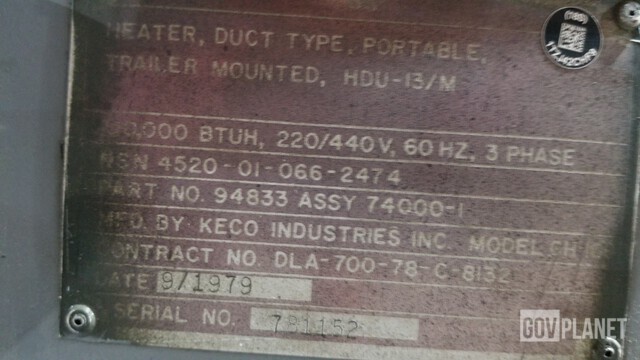 Keco HDU-13/M Portable Duct Heater i Clarksville, Arkansas, USA (IronPlanet  Europe Vare #7406354)