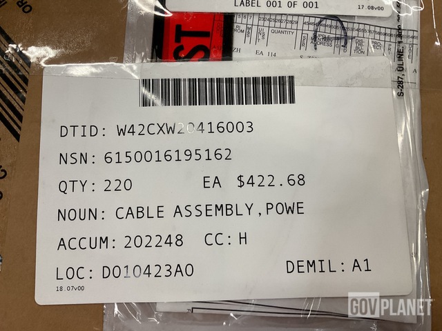 Surplus (220) Dell 05120P Electrical Power Cable Assemblies in North ...