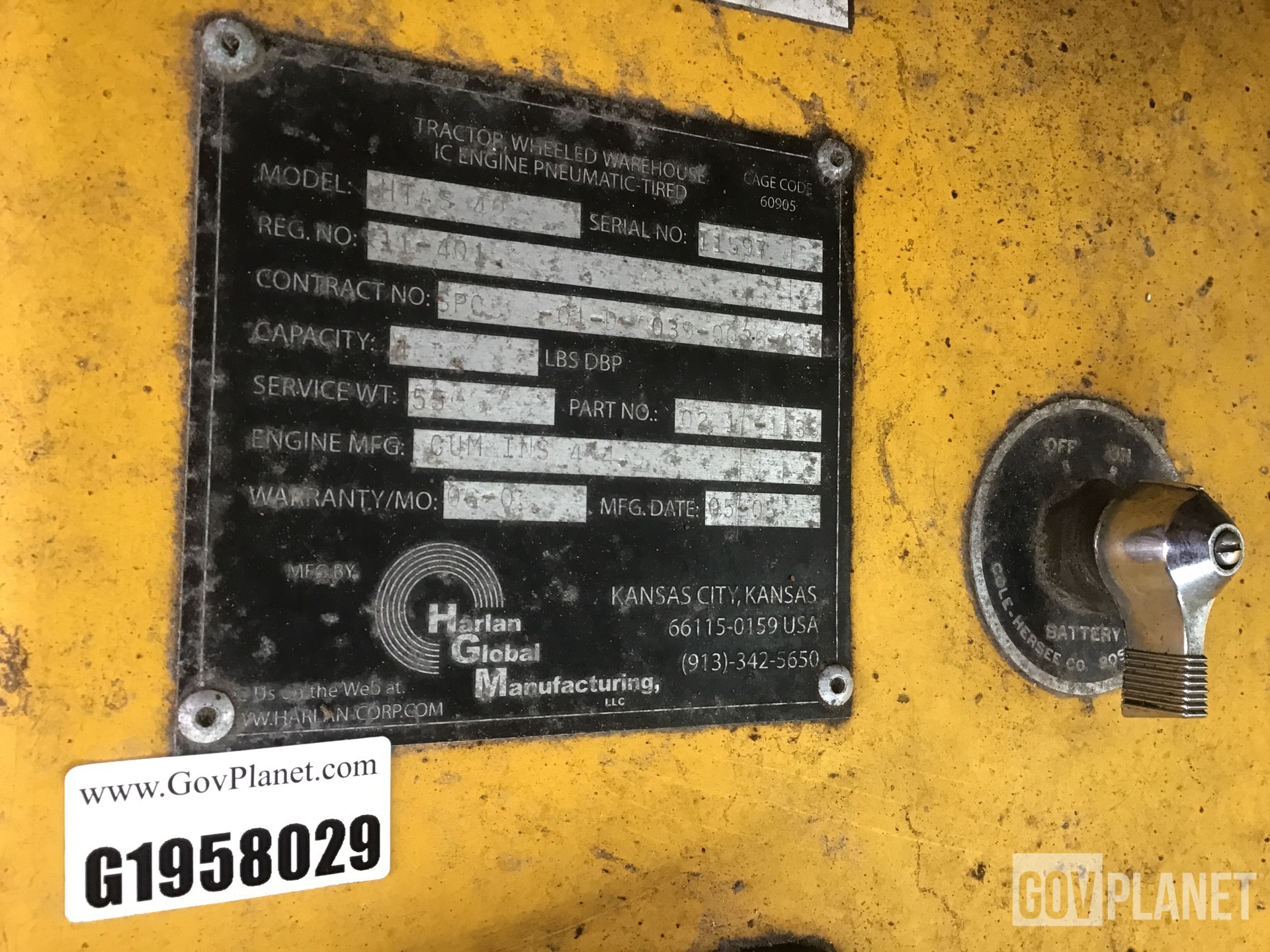 Surplus Harlan HTAS 40 Tow Tractor in Chambersburg