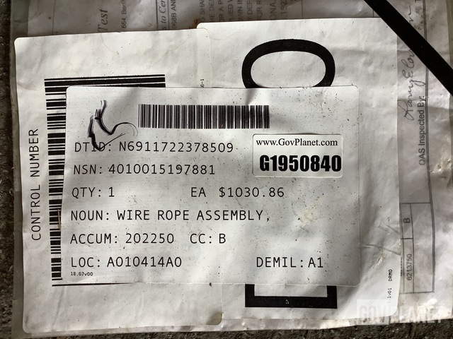 Emf Rope Surplus (1) Wire Rope Assembly, (1) Electromagnetic Relay & Assorted ...