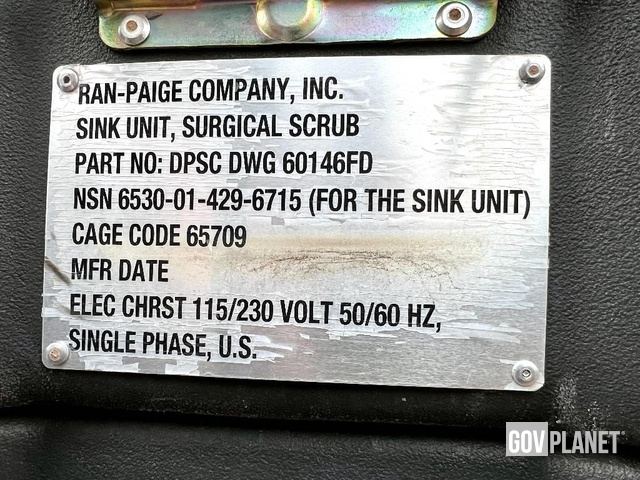 SURGICAL SCRUB SINK UNIT DPSC RAN-PAIGE COMPANY 携帯型シンク DWG-0146FD RAN-PAIGE Field Portable Surgical Scrub Sink Unit in Case 60146FD