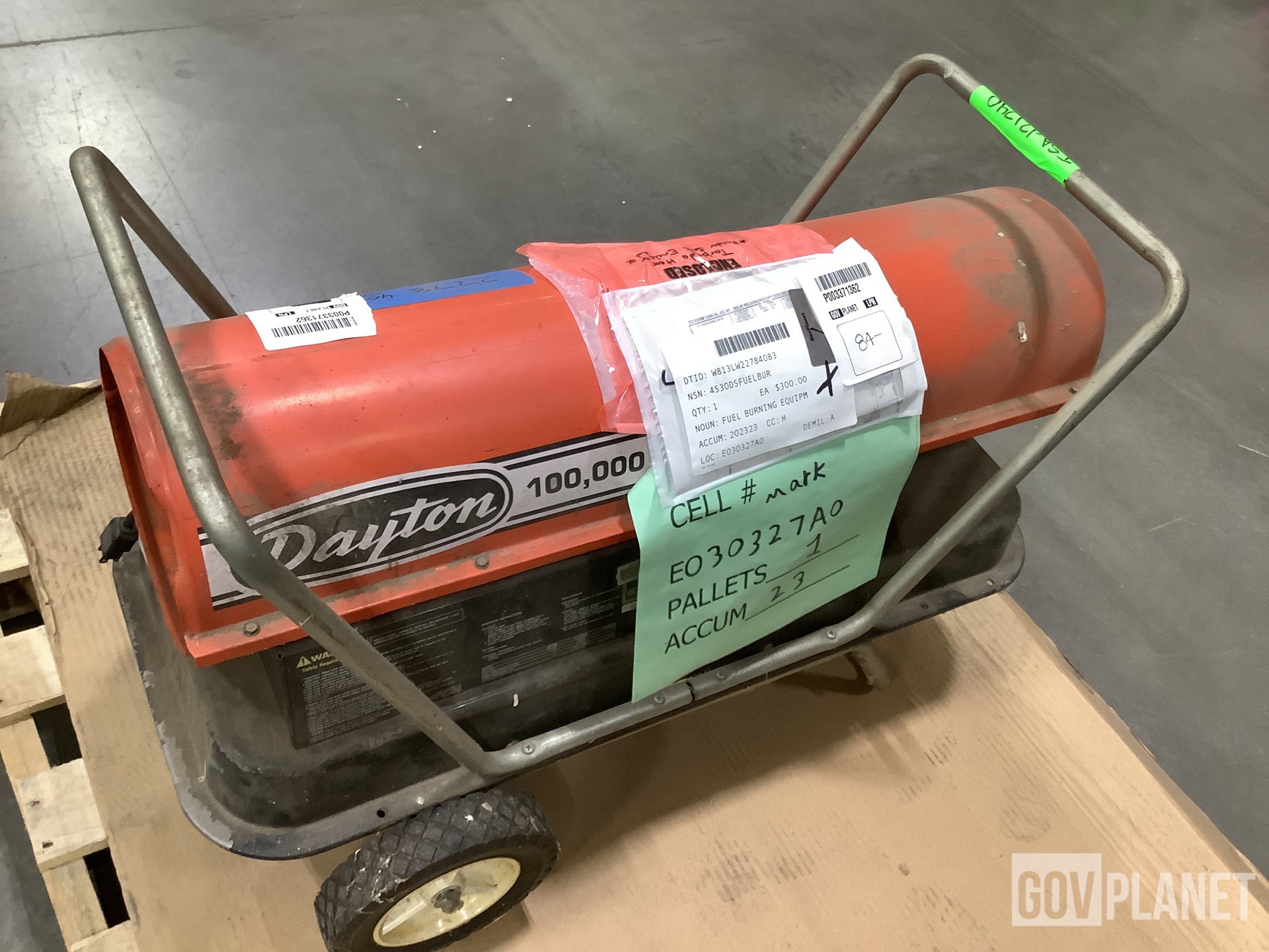 Surplus Dayton 100,000 BTU Kerosene Heater in Chambersburg, Pennsylvania,  United States (GovPlanet Item #10166206)