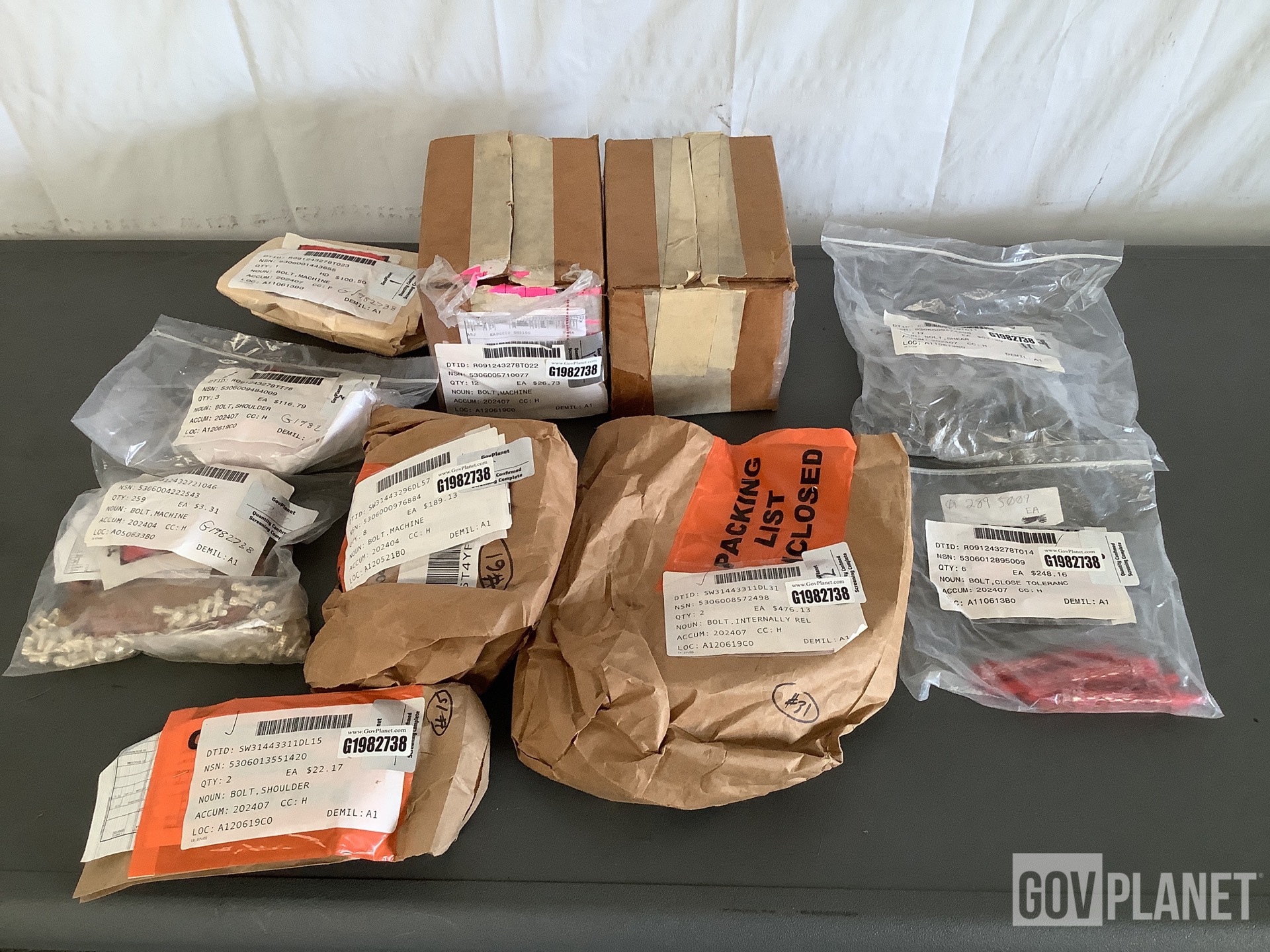 Surplus (8) Machine Bolts, (6) Close Tolerance Bolts & Assorted  