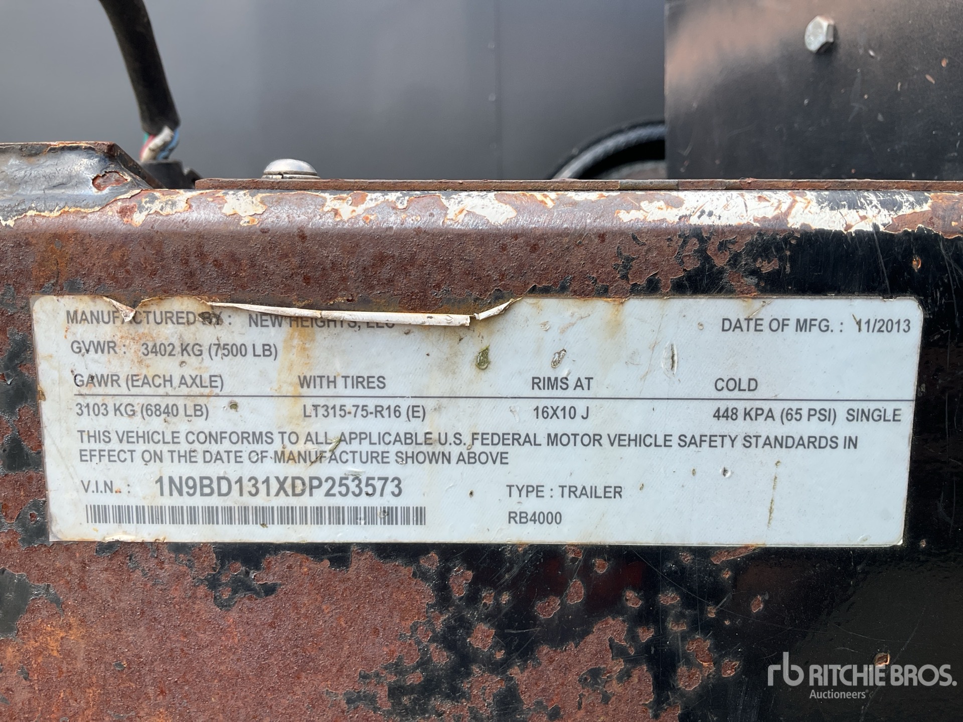 2013 New Heights RB4000 8 ft 7 in S/A Aluminum Dump Utility Trailer