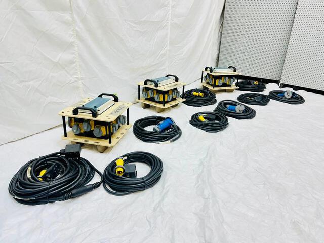 Quantity of (3) LEX 5 KW-0 Power Distribution Spider Boxes w/ Feeder Power Cables (Unused)