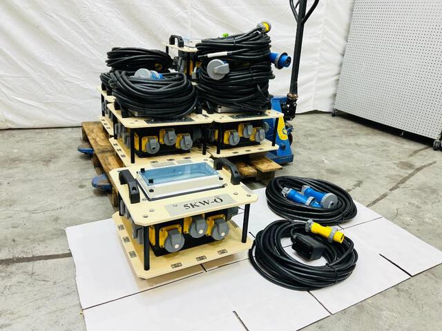 Quantity of (6) LEX 5 KW-0 Power Distribution Spider Boxes w/ Feeder Power Cables (Unused) Quantity of (6) LEX 5 KW-0 Power Distribution Spider Boxes w/ Feeder Power Cables (Unused)