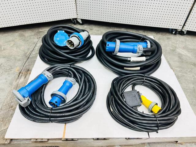 Quantity of (4) LEX 50 ft Electrical Distribution Power Cords w/ Quad Boxes (Unused)