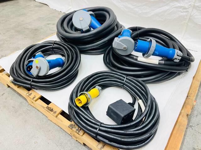 Quantity of (4) LEX 50 ft Electrical Distribution Power Cords w/ Quad Boxes (Unused) Quantity of (4) LEX 50 ft Electrical Distribution Power Cords w/ Quad Boxes (Unused)