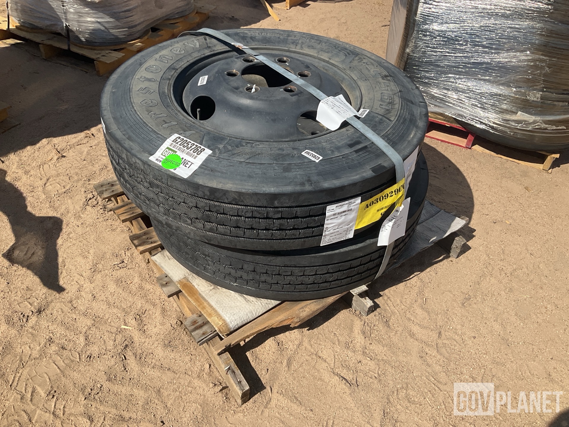 Surplus (2) Firestone FS561 10R22.5 12PR Tires w/Wheels in Doyle  