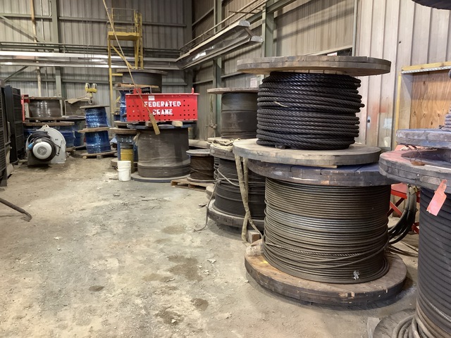 Quantity of (20) Spools of Wire Rope and Electric Winch