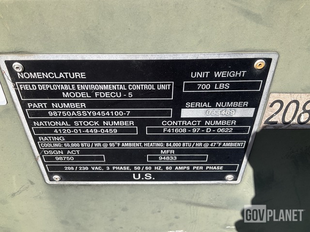 Surplus Keco FDECU-5 Environmental Control Unit in Butner, North ...