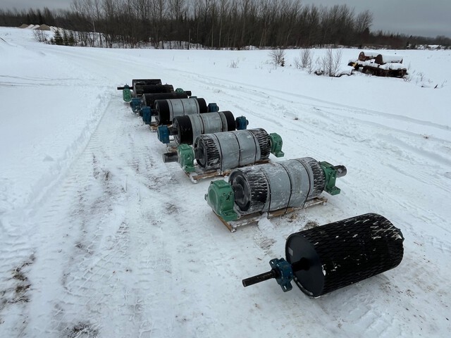 Quantity of (8) PPI Mine Duty Drum Pulley's with Diamond Grove Lagging (Unused) Quantity of (8) PPI Mine Duty Drum Pulley's with Diamond Grove Lagging (Unused)