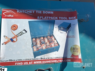 Suihe Ratchet Tie Down Set w/Flatpack Tool Box