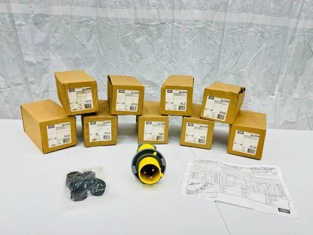 Quantity of (10) LEX 30 Amp Hubbell Pin & Sleeve Plug Adapter Connectors (Unused) Quantity of (10) LEX 30 Amp Hubbell Pin & Sleeve Plug Adapter Connectors (Unused)