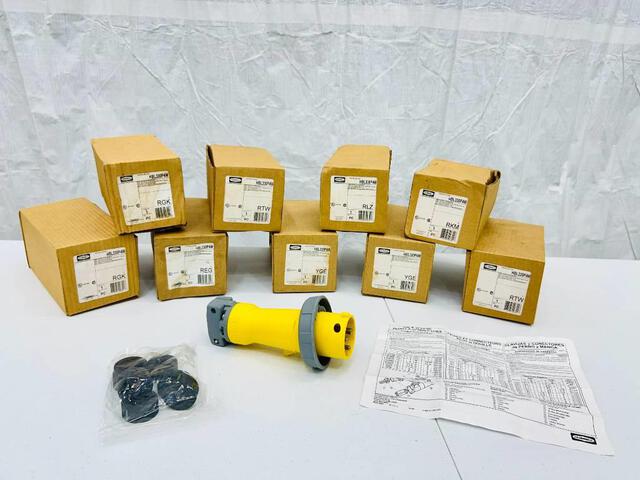 Quantity of (10) LEX 30 Amp Hubbell Pin & Sleeve Plug Adapter Connectors (Unused) Quantity of (10) LEX 30 Amp Hubbell Pin & Sleeve Plug Adapter Connectors (Unused)