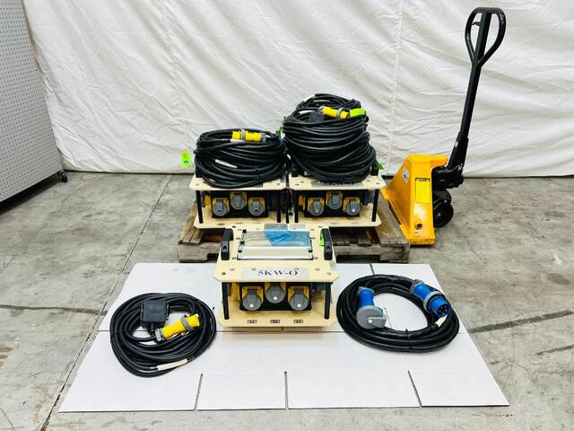 Quantity of (5) LEX 5 kW-O Power Distribution Spider Boxes w/ Feeder Power Cables (Unused)
