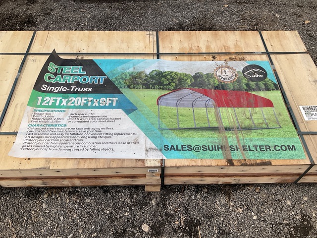 Suihe Single-Truss Steel Carport - Unused Suihe Single-Truss Steel Carport - Unused