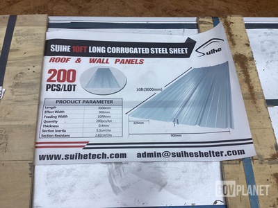 (200) Piece Lot of 10' Long Corrugated Steel Sheets