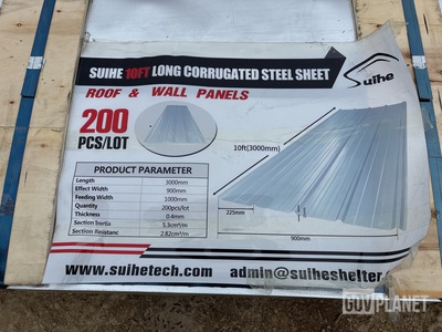 (200) Piece Lot of 10' Long Corrugated Steel Sheets