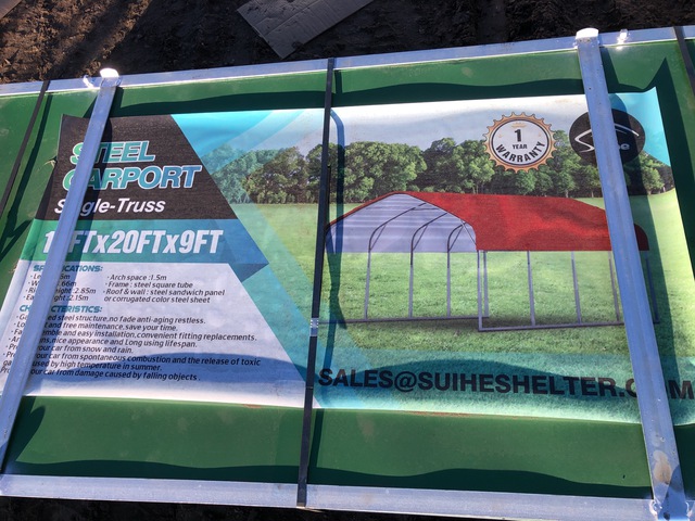 Suihe Single-Truss Steel Carport - Unused Suihe Single-Truss Steel Carport - Unused