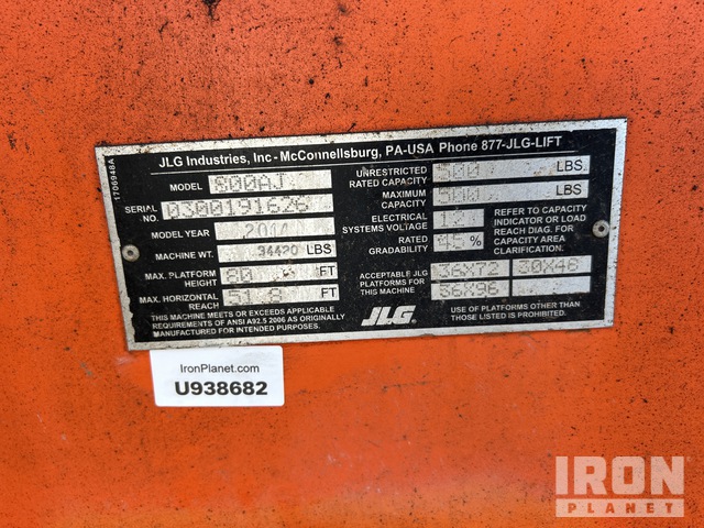 ELEVADOR ARTICULADO 2014 JLG 4WD 800AJ
