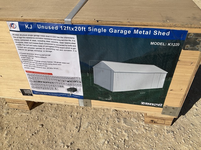 KJ K1220 Single Garage Metal Shed - Unused