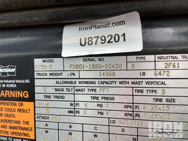 MONTACARGAS 2014 DOOSAN D35S5