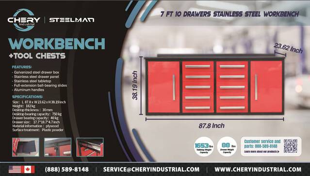 Steelman 7FT-10D Tool Cabinet (Unused)