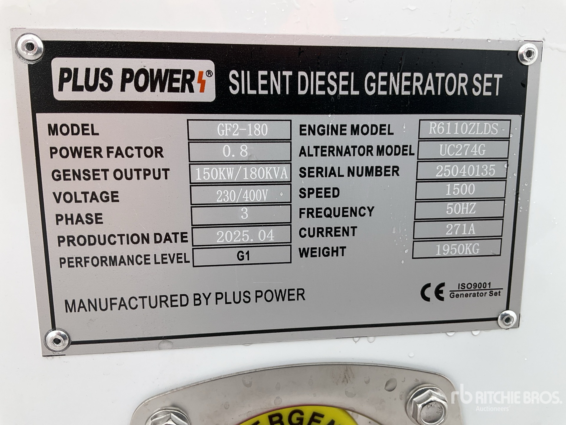 2025 Plus Power GF2-180 Generador    (Unused)