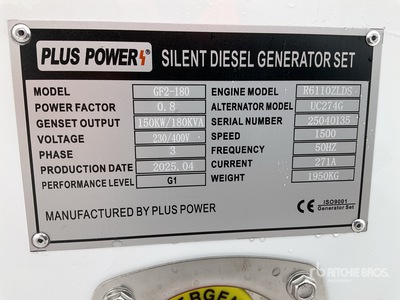 2025 Plus Power GF2-180 Groupe électrogène (Unused)