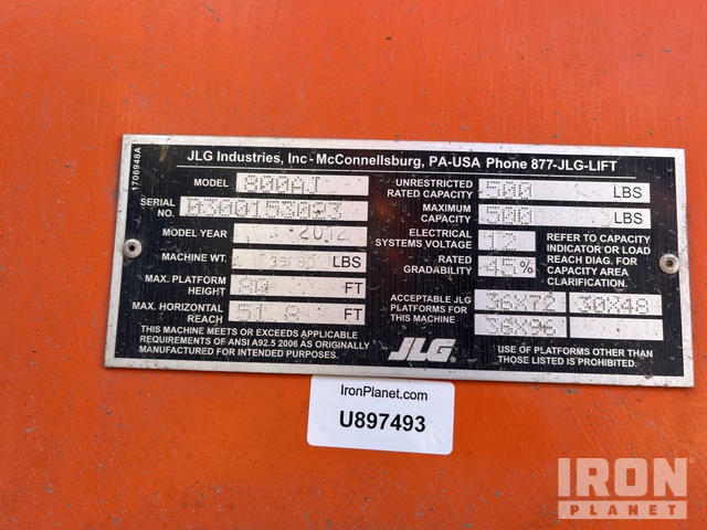 ELEVADOR ARTICULADO 2012 JLG 4WD 800AJ