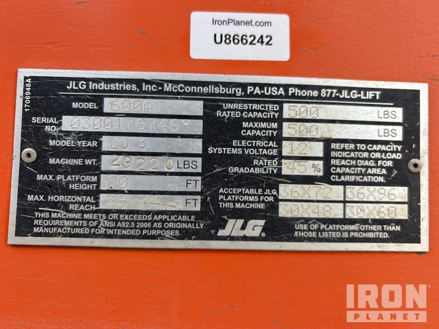 ELEVADOR ARTICULADO 2013 JLG 4WD 600AJ