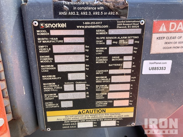 ELEVADOR ARTICULADO 2016 SNORKEL 4WD A46JRT