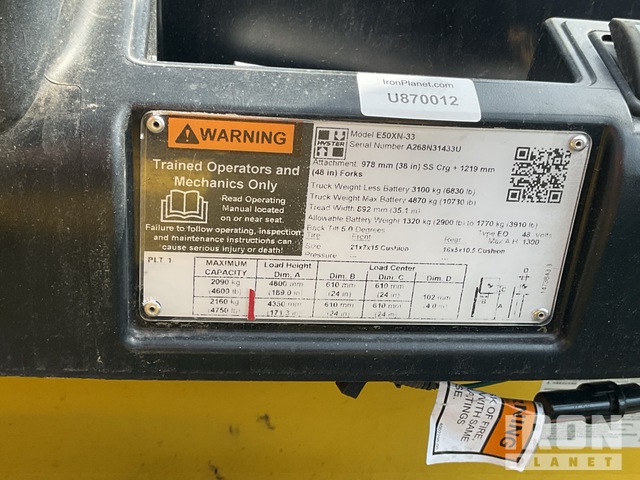 MONTACARGAS ELéCTRICO 2020 HYSTER E50XN33