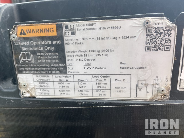 MONTACARGAS 2020 HYSTER S50FT