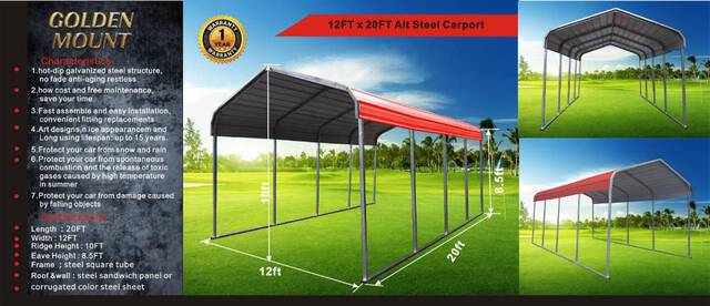 Golden Mount Classic Steel Carport (Unused)