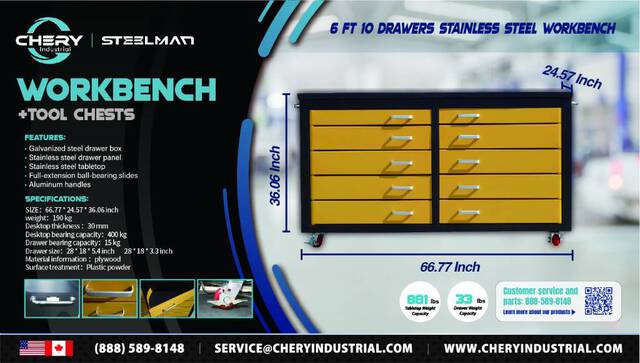 Steelman 6FT-10D-S Tool Cabinet (Unused)