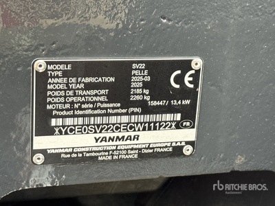 2025 Yanmar SV22 Mini Excavadora (Unused)