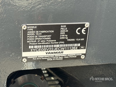 2025 Yanmar SV22 Mini Excavadora (Unused)