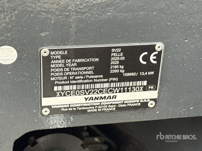 2025 Yanmar SV22 CLASSIC R Mini Excavadora (Unused)