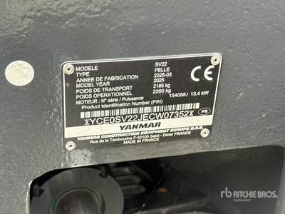 2025 Yanmar SV22 Mini Excavadora (Unused)