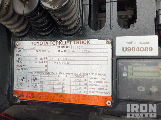 MONTACARGAS 2012 TOYOTA 8FGU30