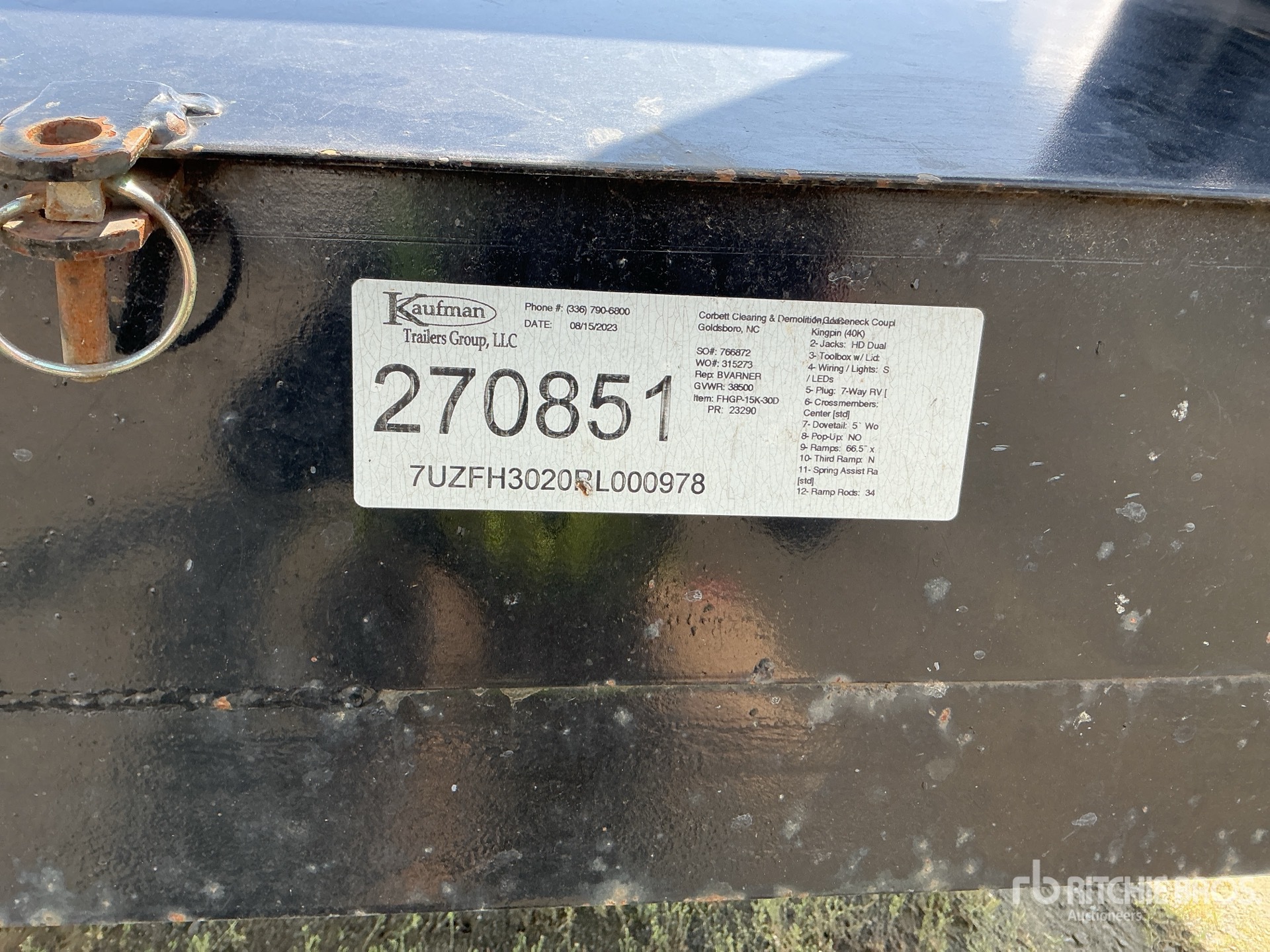 2024 Kaufman 30 ft T/A Gooseneck Equipment Trailer