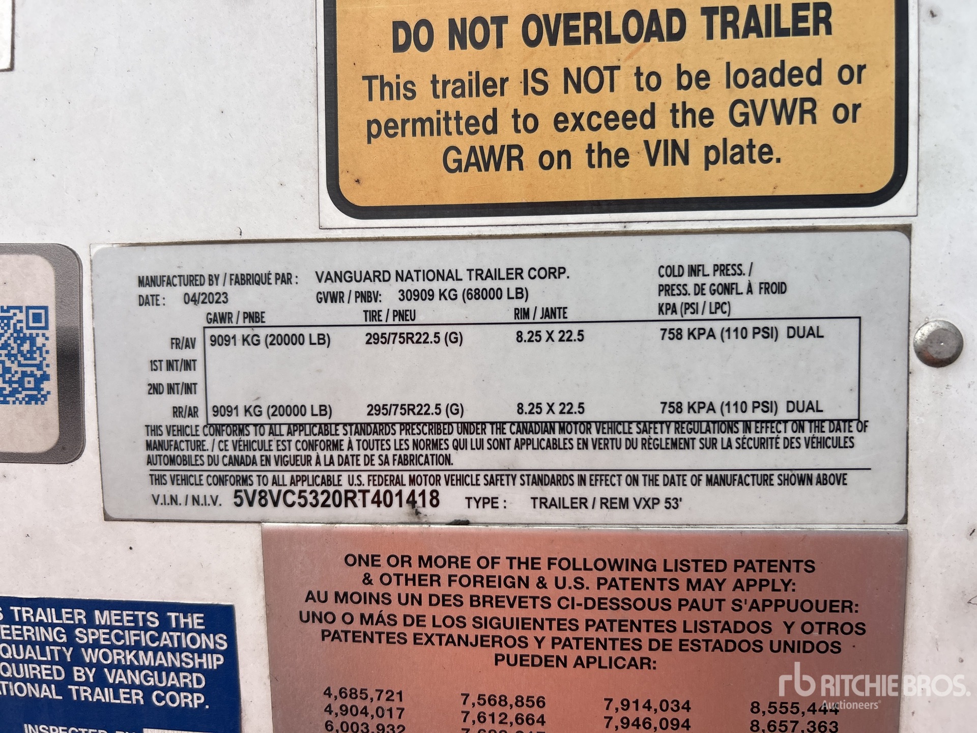 2024 Vanguard REM VXP53 53 ft x 102 in T/A Van Trailer