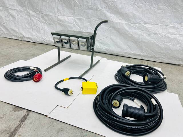 Power Distribution Feed Through Panel w/ NEMA Cords, Pigtail & Adapter (Unused)