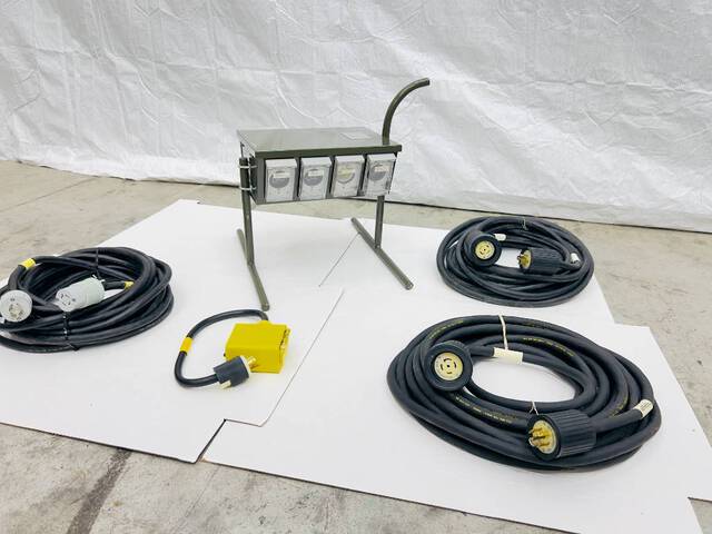 Power Distribution Feed Through Panel w/ NEMA Cords & Adapter