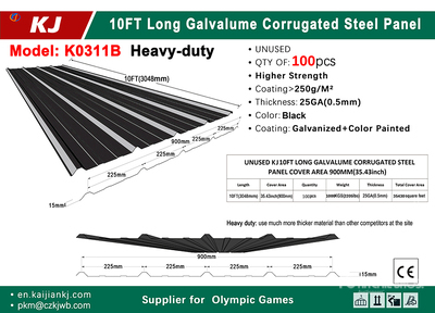 Quantity of (100) 2025 KJ K0311B Galvalume Corrugated Steel Sheets Divers - Matériaux de construction (Unused)