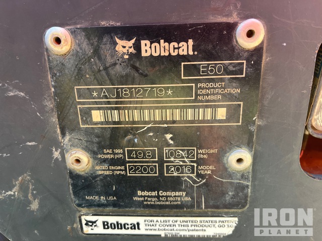 EXCAVADORA 2016 BOBCAT E50