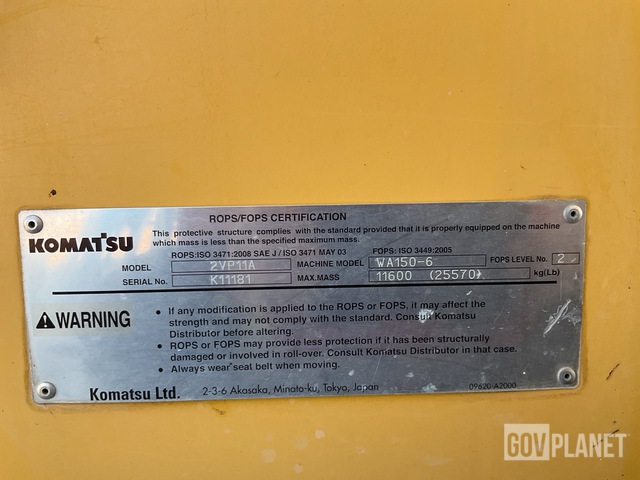 CARGADOR FRONTAL KOMATSU WA1505